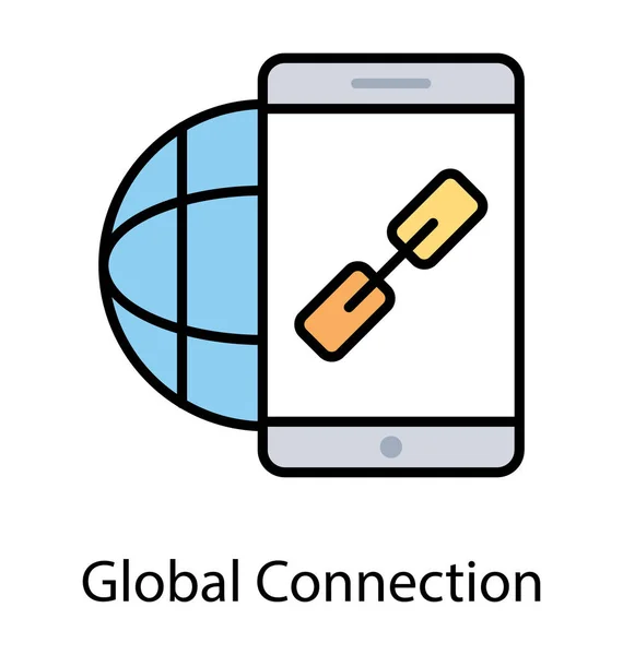 Υπερ Σύνδεση Στην Οθόνη Του Smartphone Σφαίρα Στο Παρασκήνιο Σύνδεση — Διανυσματικό Αρχείο