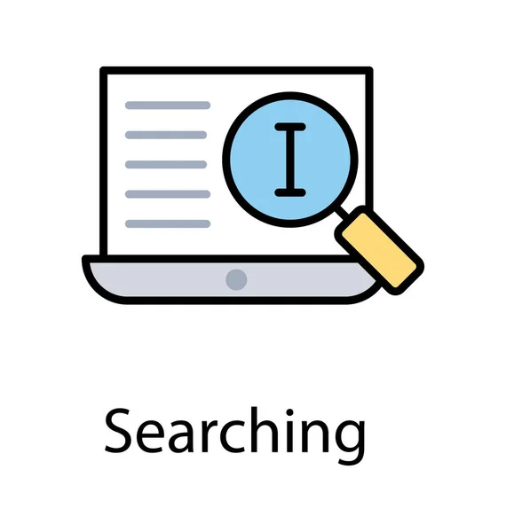 Loupe Avec Symbole Info Sur Écran Ordinateur Portable Montrant Processus — Image vectorielle