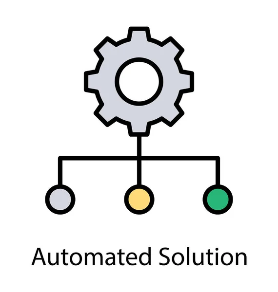 Flat Icon Design Automated Solution Diagram — Stock Vector