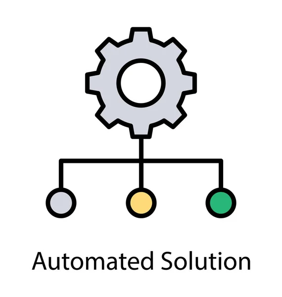 Конструкция Плоской Иконки Автоматизированной Схемы Решения — стоковый вектор