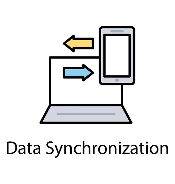 Ordenador Portátil Teléfono Móvil Con Flechas Que Presentan Icono Sincronización — Vector de stock