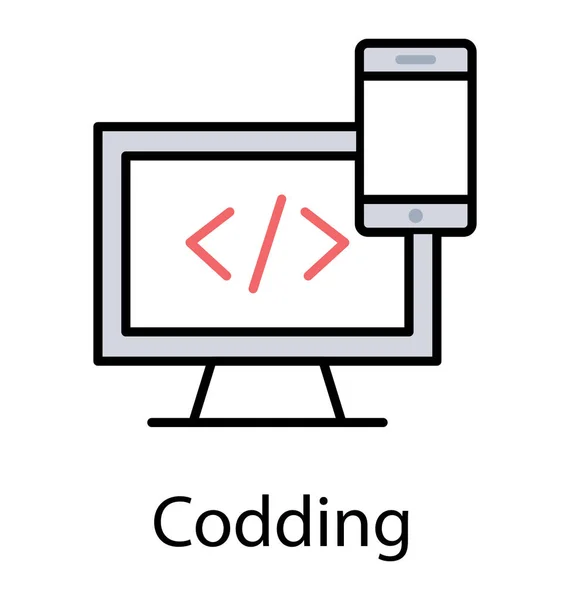 Html Kaynak Kodu Ile Yazılım Geliştirme Kavramı Sunulması Smartphone Monitör — Stok Vektör