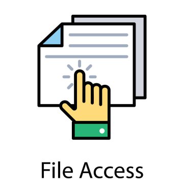 Boş kağıt sayfalarının, dosya erişim simgesi üzerinde gösteren bir el 