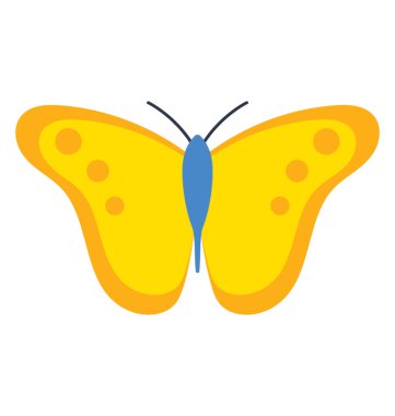 Bir kelebek sarı julia kelebek ifade eden simge üst ensende, küçük noktalar ile 