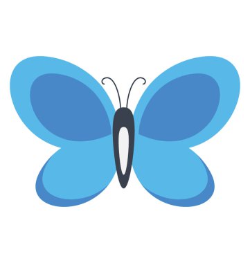 Yuvarlak kanatlı böcek grafik ortak mavi kelebek simgeyi gösterme