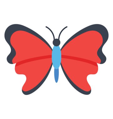 Kenarlarından renkli bir simge gösteren Imperial kırmızı kelebek tasarım simgesi 