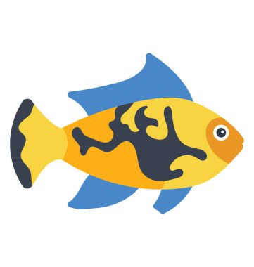 Tropikal balık, picasso balık düz simgesi bir kaplan desenli 