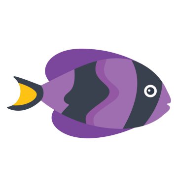 Mor sailfin tang, düz simge görüntüsünü çizgili tropikal balık