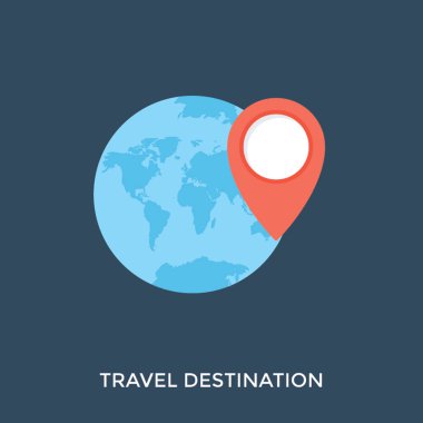 Seyahat hedef kavramı açıklayan bir dünya üzerinde bir konuma PIN 