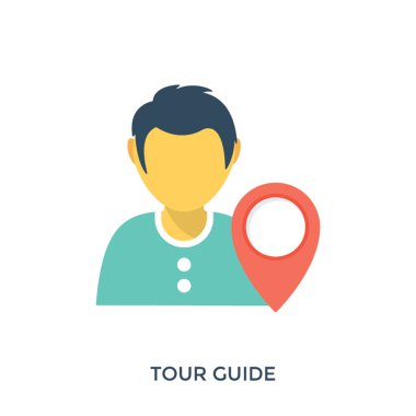 Konum işaretçisi tur rehberi temsil eden bir insan avatar 
