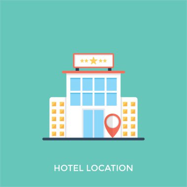 Yüksek bir binanın konum işaretçisi simgesiyle gösterilen otel konumu hakkında bir fikir 
