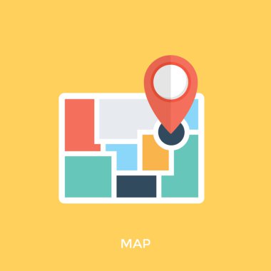 Eşleme işlemi ve yerini gösteren bir harita üzerinde bir konumu işaretçi 