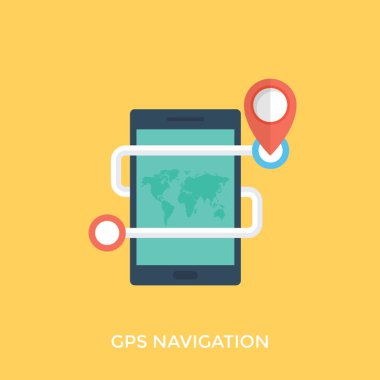 Bir smartphone gps gösteren harita ve yer işareti ile 