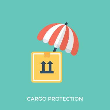 Paket koruma bir şemsiye gösteren kavram tarafından korunan bir karton ambalajlama