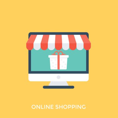 Online alışveriş kavramı sunulması monitör ekranında bir hediye kutusu