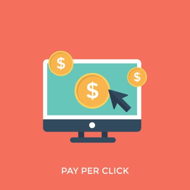 İmleç üzerinde dolar işareti tıklama başına ödeme için şaşırtıcı bir kavram a tıkırtı yapma monitör ekranında 