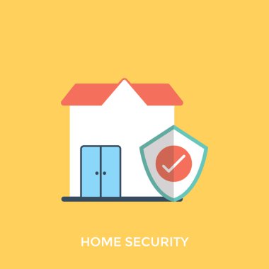 Bir ev simgesini tasarım ile güvenlik kalkan, ev güvenlik