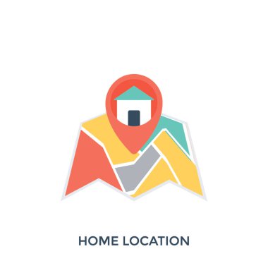 Eğri bir harita harita üzerinde ev konumu simgesi tutturulmuş bir ev