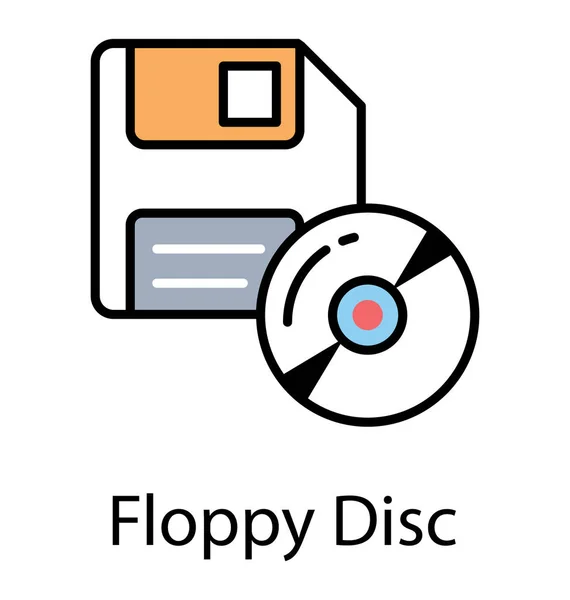 Flat Icon Design Floppy Disk Compact Disk — Stock Vector