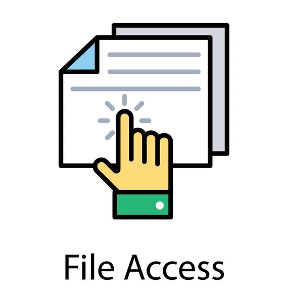 Mano Che Punta Fogli Carta Vuoti Icona Accesso File — Vettoriale Stock