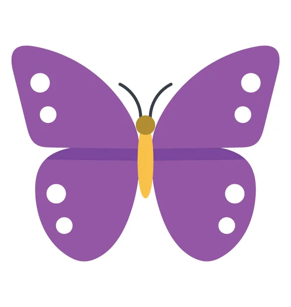 Lindo Insecto Color Púrpura Con Puntos Blancos Los Bordes Plumas — Vector de stock