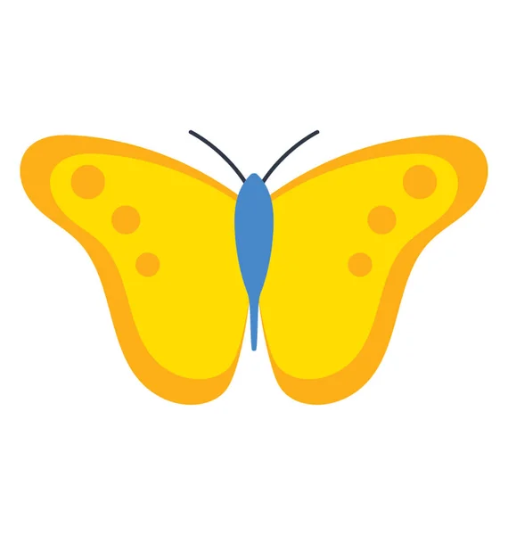 Motýl Malými Skvrnami Horních Křídlech Ikona Označující Žluté Julia Butterfly — Stockový vektor