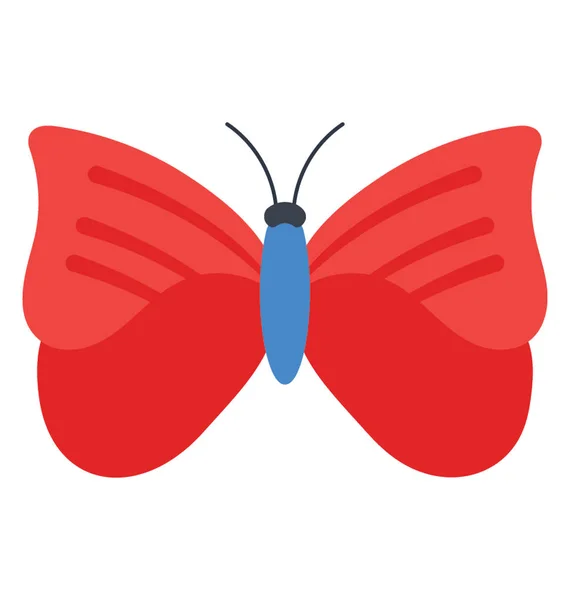 Pequeño Insecto Familia Mariposas Con Patrón Líneas Icono Siembra Roja — Vector de stock