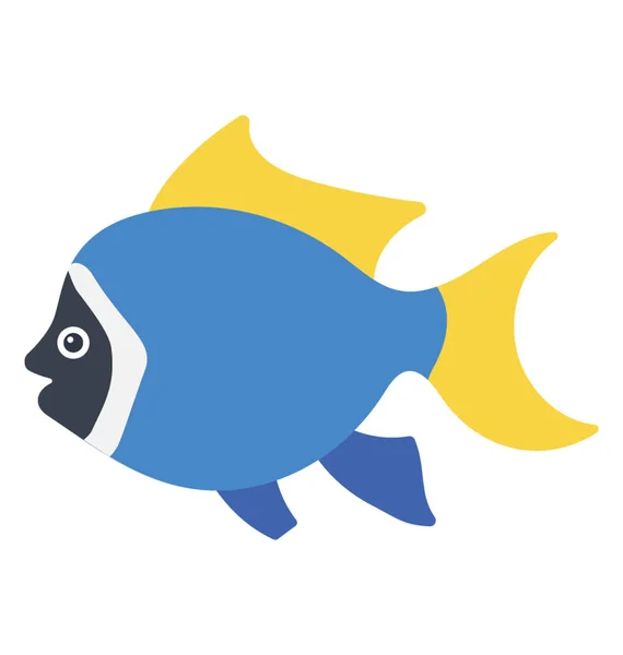 Ein Tropischer Süßwasserfisch Mit Blauem Körper Und Gelbem Schwanz Der — Stockvektor