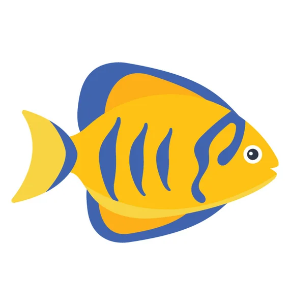 Marin Marulk Funna Atlanten Queen Angelfish Ikonen — Stock vektor