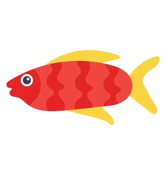Jednoduchý Plochý Ikonu Design Mořských Ryb — Stockový vektor