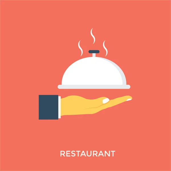 Рука Крытым Блюдом Объясняющим Концепцию Ресторана — стоковый вектор