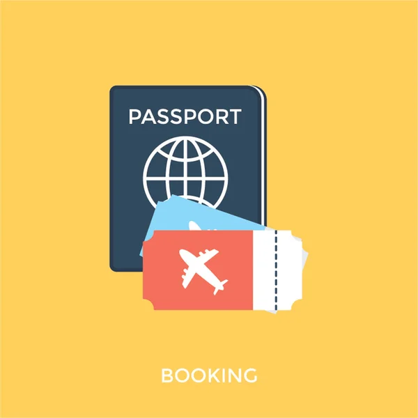 Paszport Bilet Lotniczy Ikonę Wyświetlono Rezerwacji Podróży Międzynarodowych — Wektor stockowy