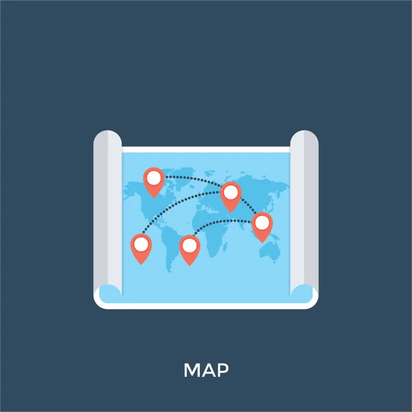 Pedaço Papel Com Diferentes Ponteiros Localização Diferentes Áreas Retratando Mapa — Vetor de Stock