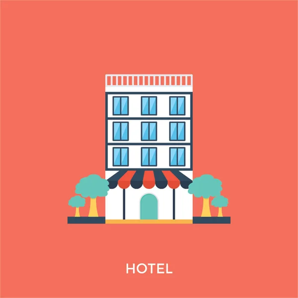 マルチは 背が高く 美しい建物のホテル概念に与える豪華な場所に格納されています — ストックベクタ