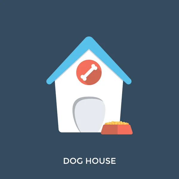 Doghouse Com Prato Para Refeição Cão Design Ícone Vetorial Plano — Vetor de Stock