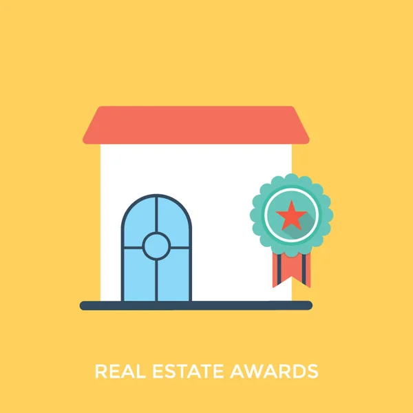 Distintivo Prêmio Com Edifício Exterior Prêmio Imobiliário —  Vetores de Stock