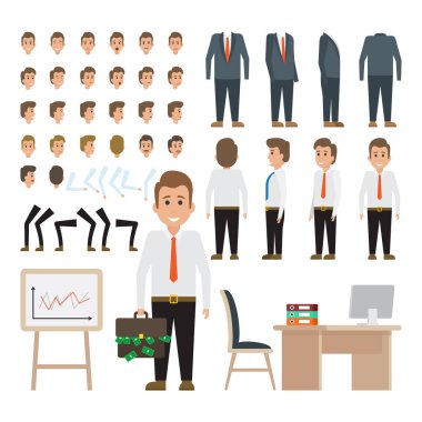 İş adam karakter animasyon kümesi için 
