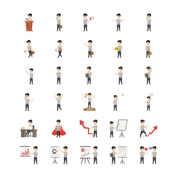 Illustrazioni Personaggi Dei Cartoni Animati Uomo Affari — Vettoriale Stock