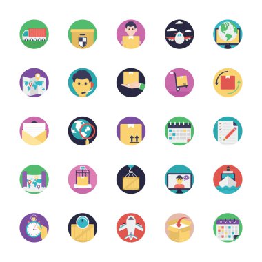 Lojistik düz Vector Icons Set