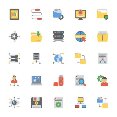 Veri yönetimi düz simgeler 