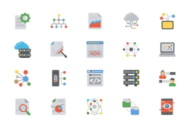 Düz tasarım simgeler veri yönetimi 