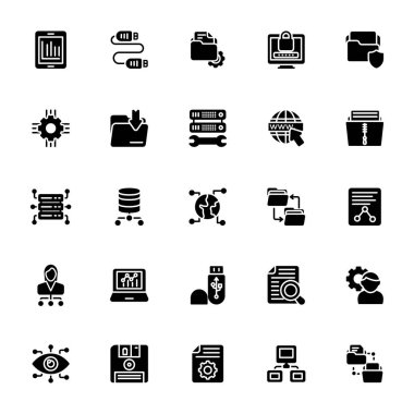 Veri yönetimi glif simgeler 