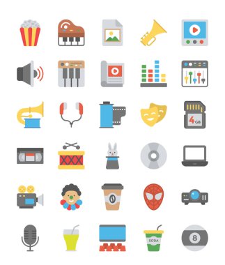 Medya ve eğlence Icons Set 
