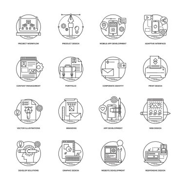 Web ve mobil geliştirme hattı simgeler