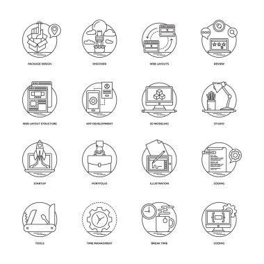 Web ve mobil geliştirme simgeler koleksiyonu