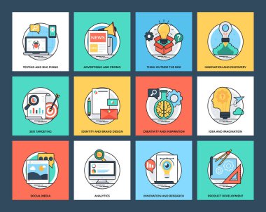 SEO ve geliştirme düz simgeler paketi 