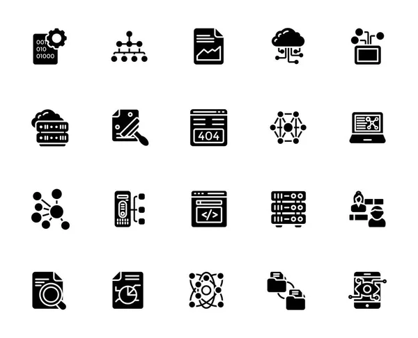 Pack Data Management Glyph Icons — Stock Vector
