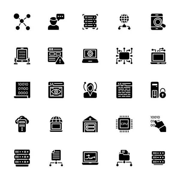 Data Management Glyph Icons Set — Stockvector