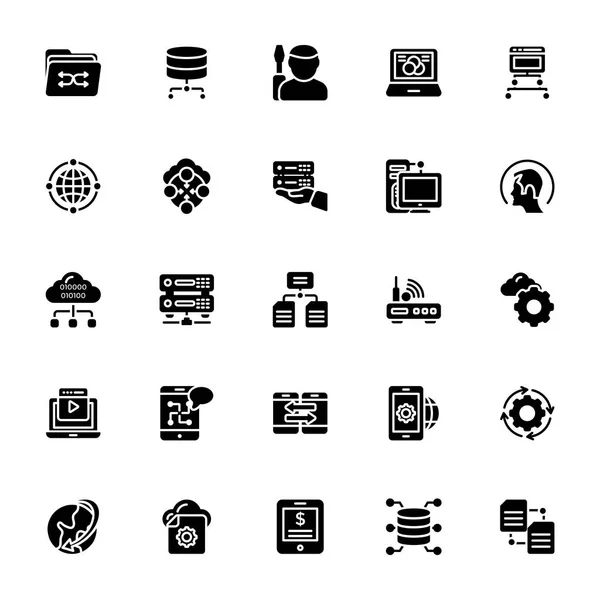 Data Management Glyph Icons Pack — Stock Vector