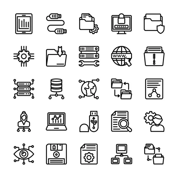 Data Management Line Icons — Stock Vector